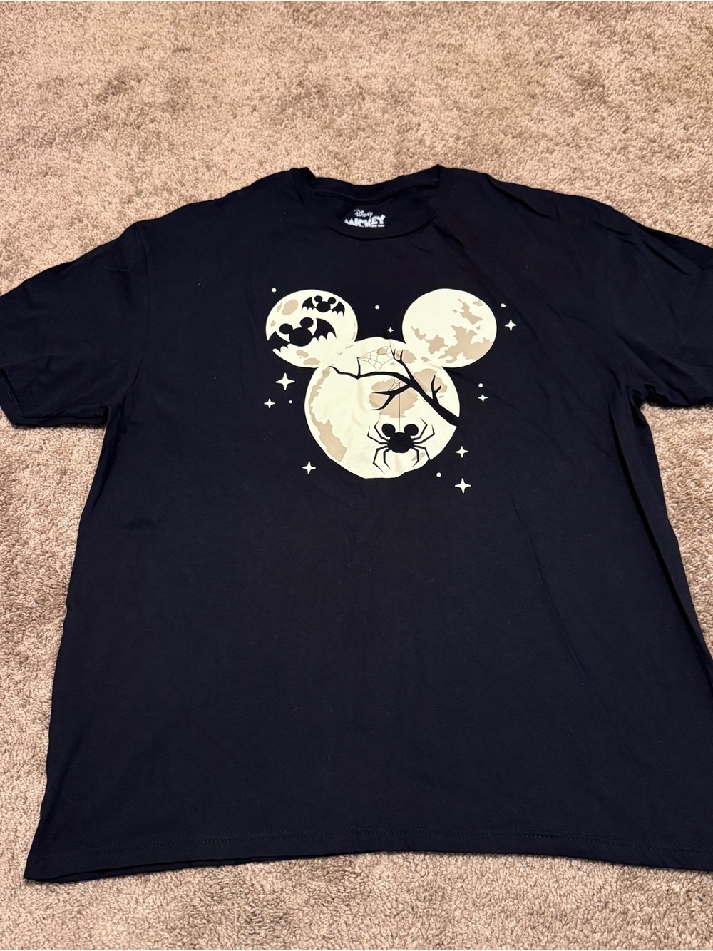 Disney Mickey Mouse Shirt Adult XL Black Short Sleeve Spider Halloween Logo